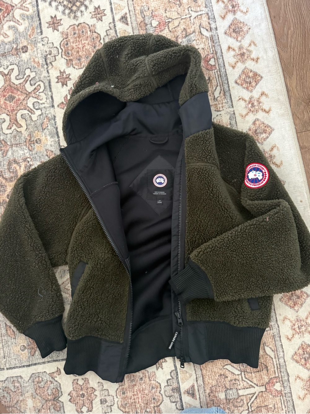 Canada Goose Olive Green Sherpa Hooded Puffer Jacket